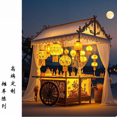 新款非遗花灯拍照打卡推车