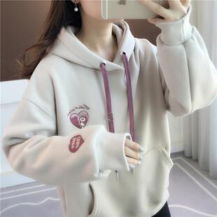 春秋超火加厚加绒女士连帽卫衣女款2025新款爆款小个子秋冬季上衣