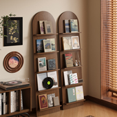 落地杂志架书架收纳架报刊架黑胡桃木色展示架靠墙防滑多层置物架