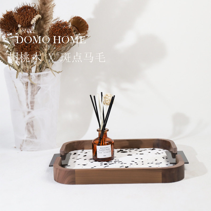 丹麦简约胡桃木马毛托盘茶几家居收纳家居摆件创意摆件首饰盘客厅,家居饰品,装饰坐盘/挂盘,淘宝优惠券,粉丝福利购,淘宝优惠卷