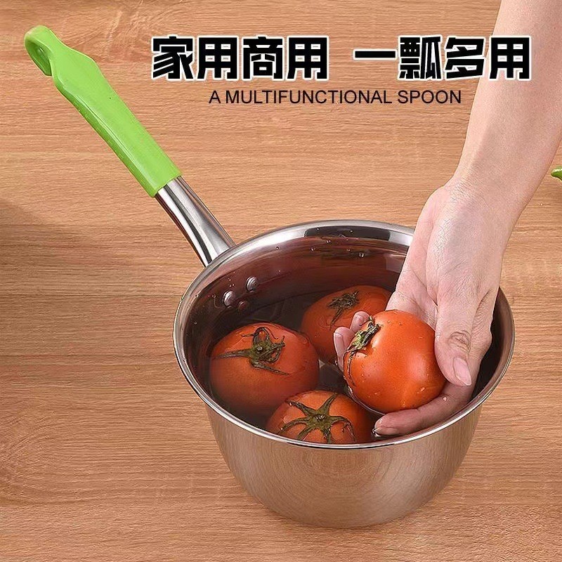 加厚不锈钢水勺水瓢家用电磁炉煮面煮汤汤桶勺防烫勺商用挂钩汤勺
