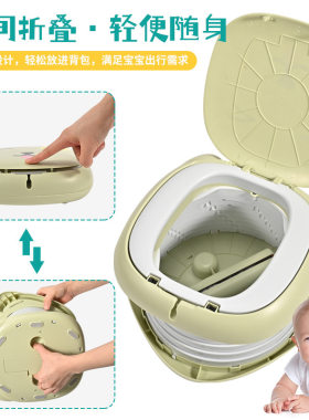 可折叠儿童坐便器旋转按压式马桶折叠车小孩内便携座便器垃圾桶