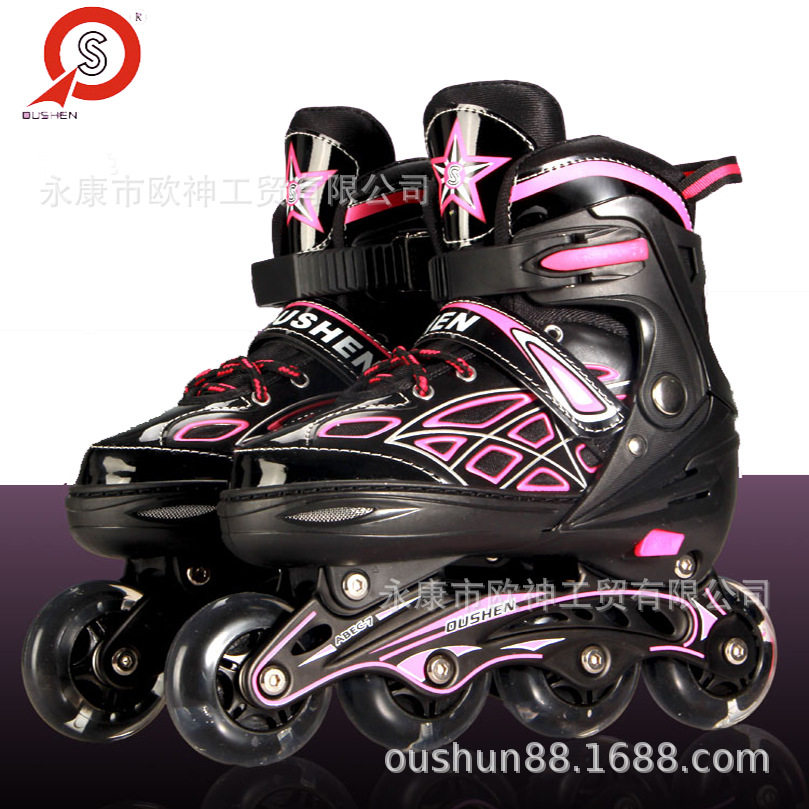 自己用车线全闪溜冰鞋成人单排滑冰鞋直旱冰鞋轮滑鞋儿童初学者套