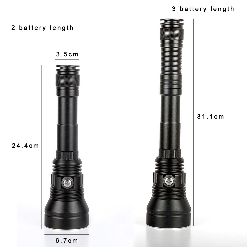 2019新款XHP70二代大功率潜水手电筒 专业水下防水强光照明补光灯