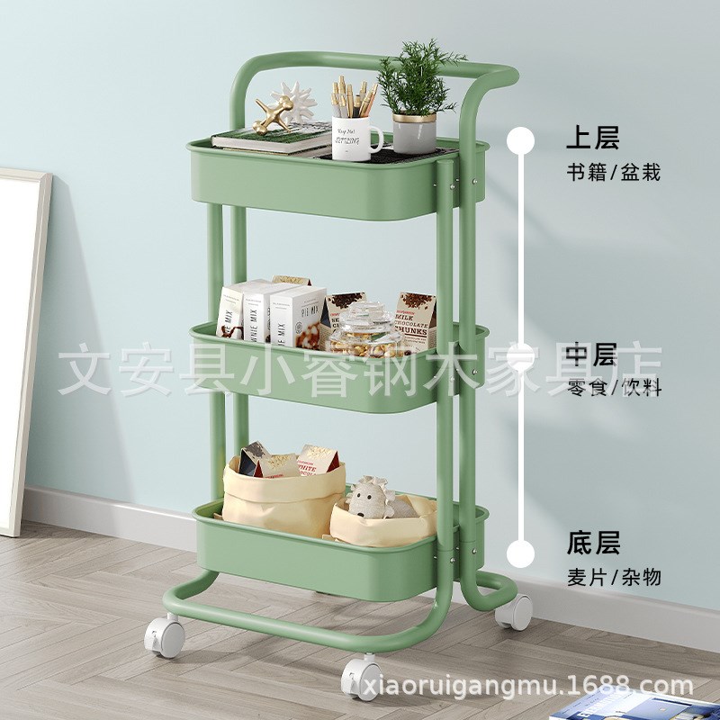 厨房零食储物架婴儿玩具收纳架可移动整理架出口家用小推车置物架