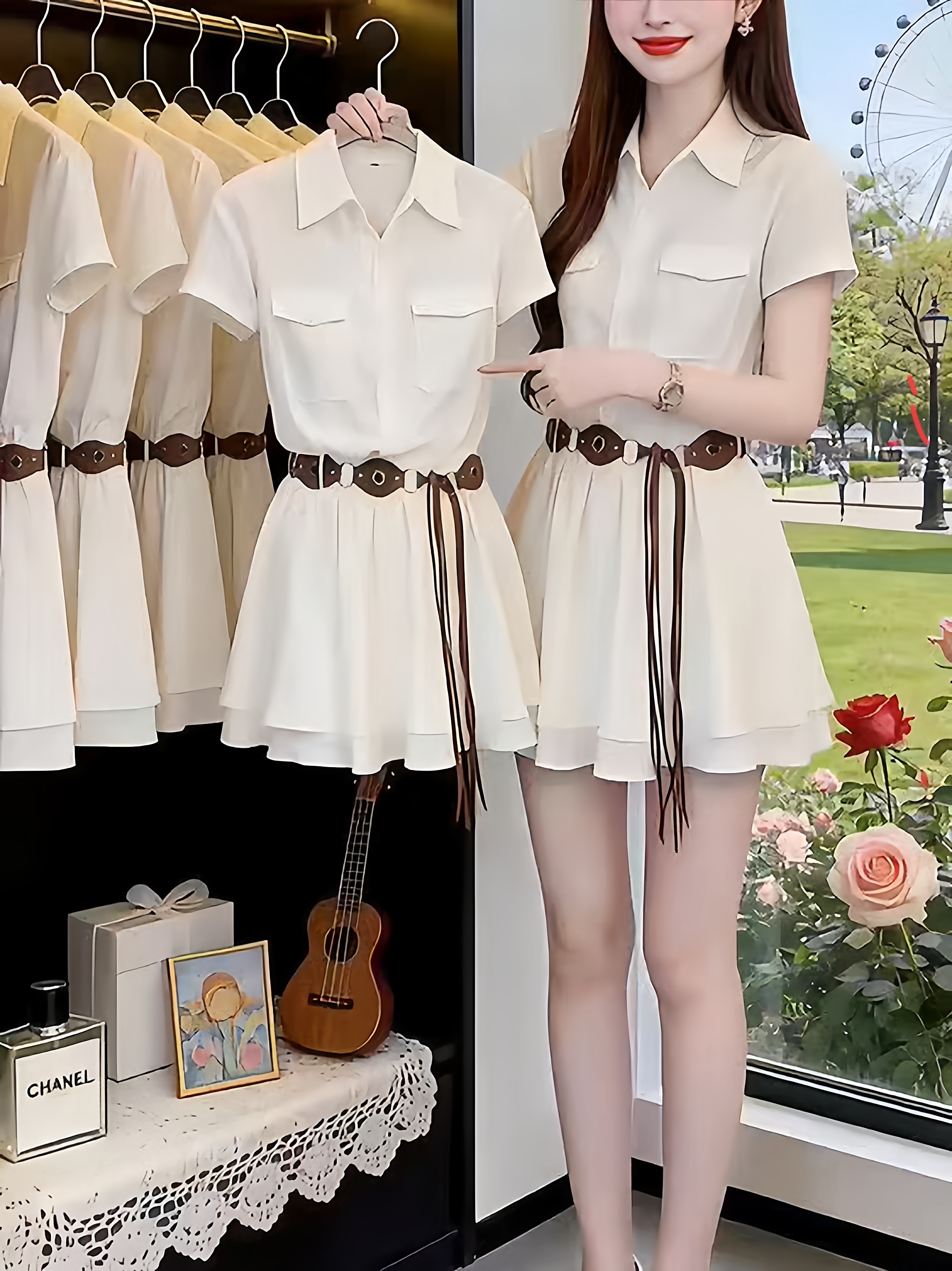 2026夏季新款韩版宽松显瘦短袖衬衫女百搭休闲短裙套装