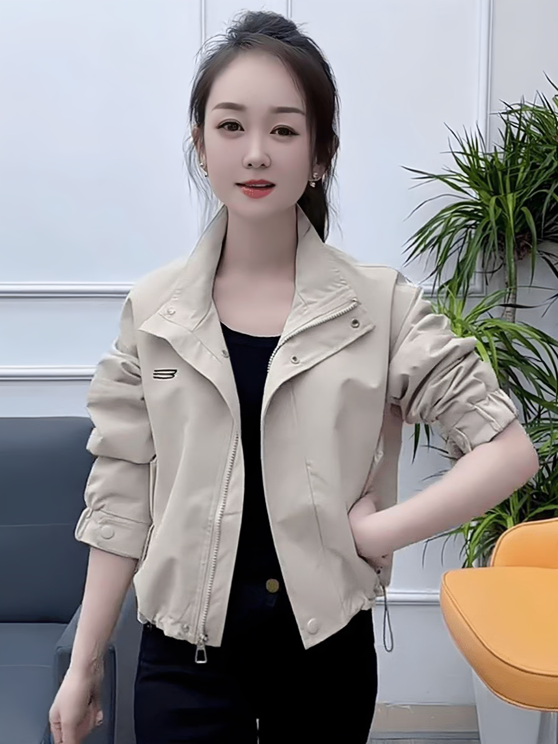 2026秋季新款韩版宽松显瘦立领风衣女百搭休闲长袖外套