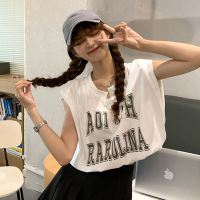 假两件短球背心吊带T恤女小众