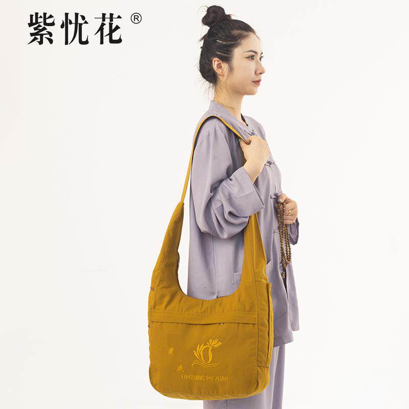 新刺绣僧包和尚包普陀山禅修居士包女帆布罗汉袋朝山单肩挎包烧香
