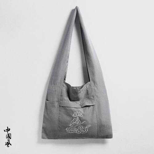 新中国汉元素复古风斜背包单肩包禅修挎包男女居士僧人背包中式唐