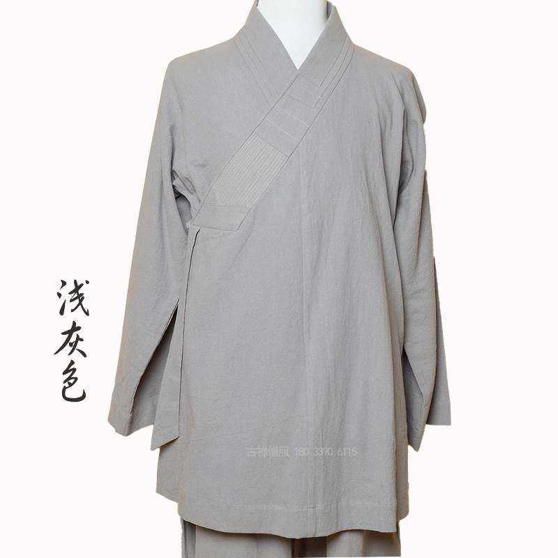 新品亚麻罗汉褂僧服春秋四季款短褂出家师父套装僧衣