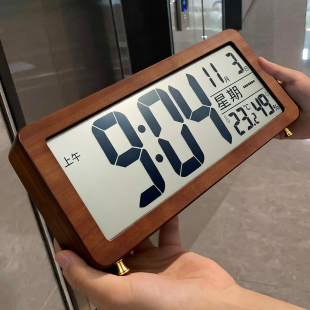 电子数字显示座钟高颜值桌面时钟摆件新款客厅高级复古台式钟表