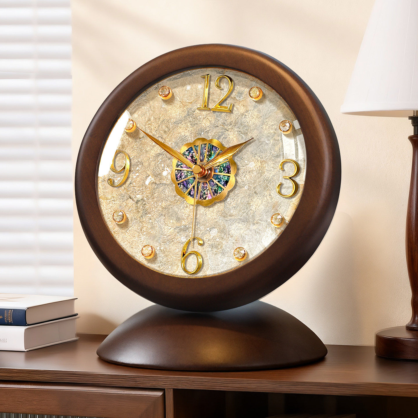 客厅复古实木座钟新款轻奢高级电视柜高端台钟美式桌面时钟表摆件