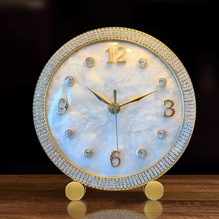 墙耳 钟表摆放式黄铜高档座钟桌面时钟静音台钟台式客厅装饰摆件