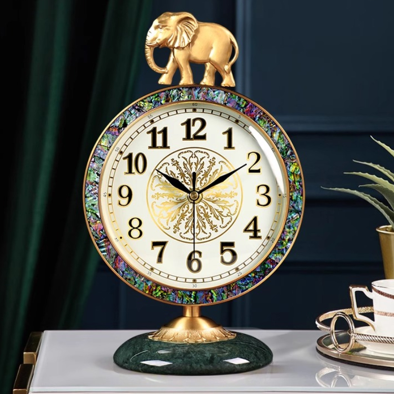 吉祥如意静音黄铜贝壳摆件座钟