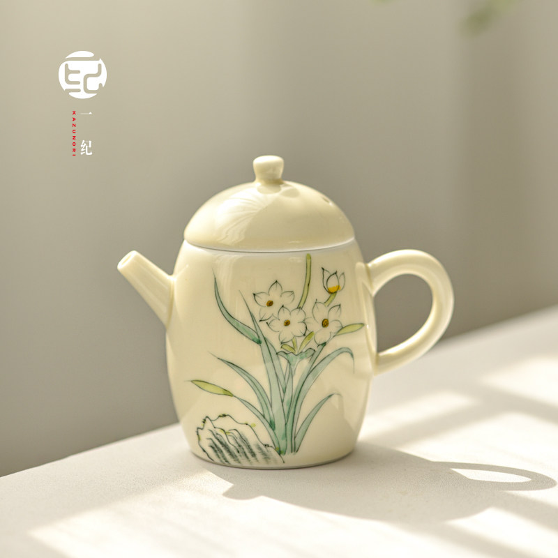 陶瓷纯手绘兰花小茶壶一人喝图片