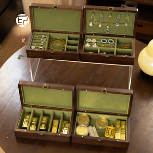 金条专用收纳盒马年纪念币黄金银条收藏盒实木国风绝美首饰盒木质