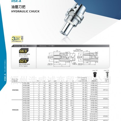 液压刀柄HSK63A-HY20-100