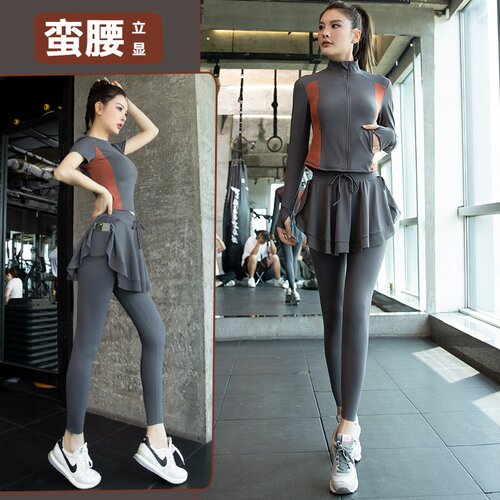 跑步运动套装女夏季速干瑜伽衣服