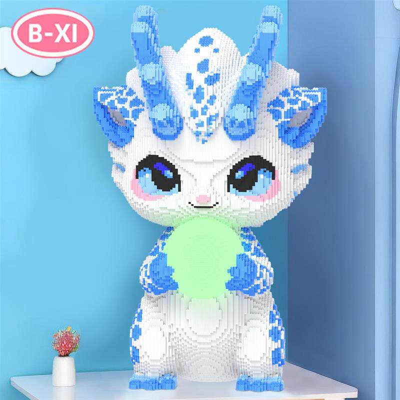 1米特大号小龙人夜光灯光版积木玩具优质颗粒积木礼物