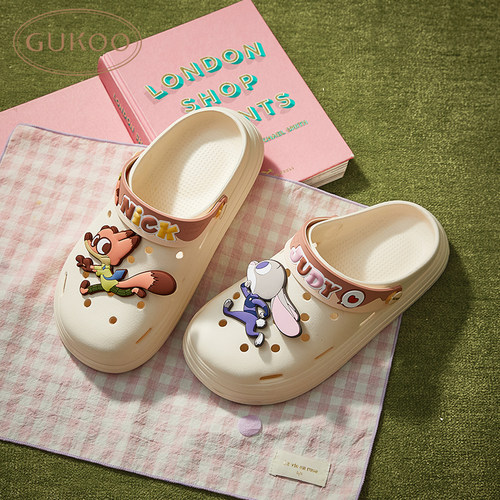 Gukoo/果壳拖鞋女夏疯狂动物城系列厚底拖鞋可外穿洞洞鞋