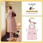 Gukoo 果壳睡衣女秋冬轰轰小狗系列加绒保暖连帽家居服睡袍
