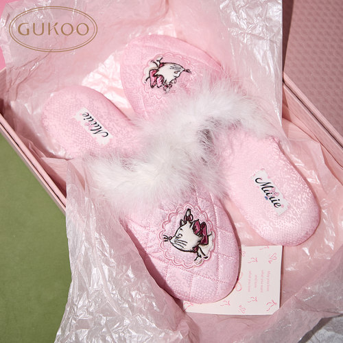 Gukoo/果壳拖鞋女春夏新款玛丽猫联名气质高级感家居平底拖鞋