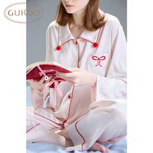 Gukoo 果壳睡衣女春秋款 礼物系列简约长袖 家居服套装