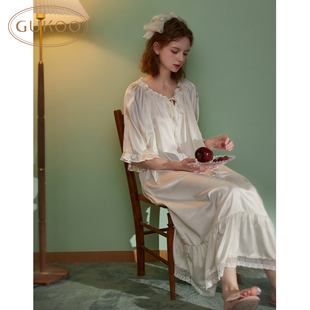 Gukoo 果壳睡裙女春夏冰丝质感轻奢甜美缎面高级感外穿家居连衣裙