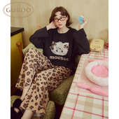Gukoo 纯棉套头家居服套装 果壳睡衣女春秋款 mikko联名豹纹长裤