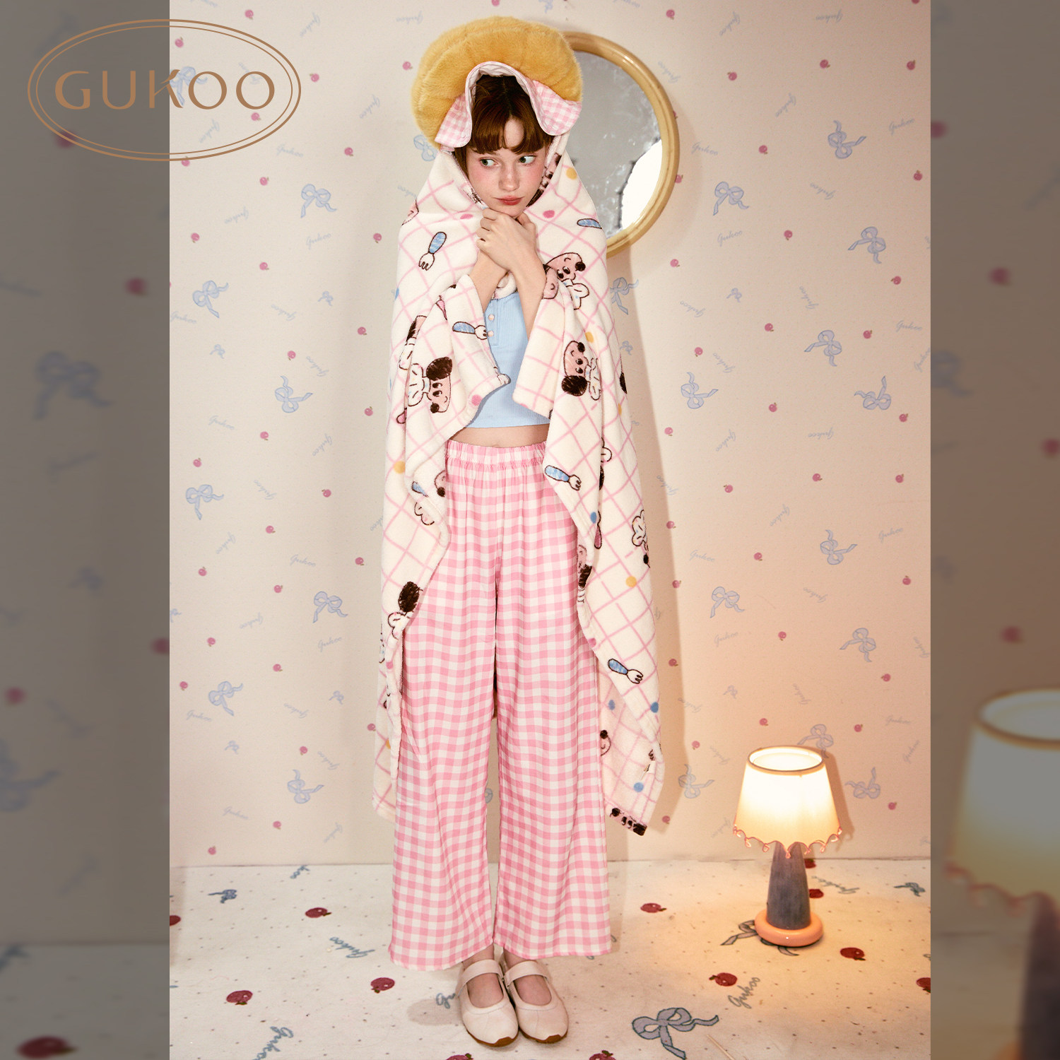 Gukoo/果壳家居毛毯抱枕原创轰轰小狗系列可爱卡通保暖毛毯好收纳