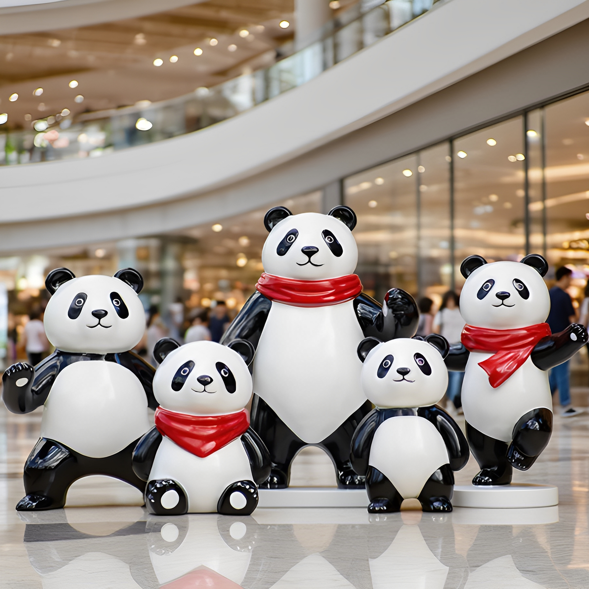 熊猫雕塑户外卡通幼儿园园林景观小品商场风景区打卡草坪美陈装饰