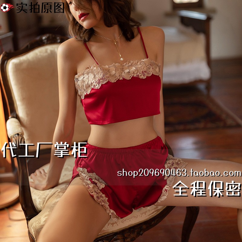 灌云县万禾服装厂内衣蕾丝透气吊带短款分体睡衣两件套抹胸吊带睡