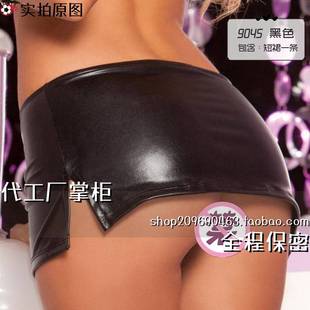 大码qq内衣幻欧美爆款女弹力迷你短款小皮裙开衩包臀皮裙趣味内衣