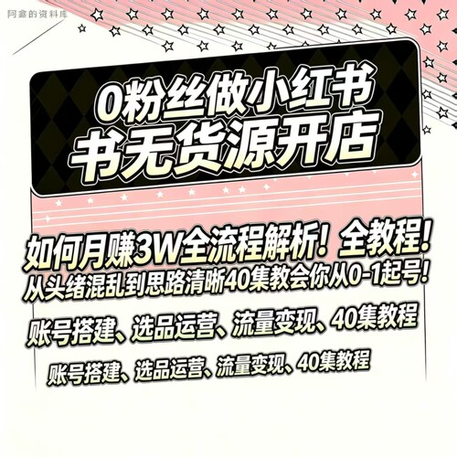 xhs不用货源电商课从开店选品上架到内容制作不囤货快速启动