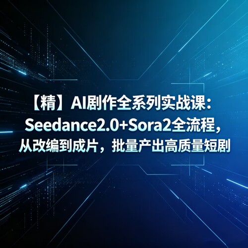 2026年A1剧作全系列实战课：Seedance2.0+Sora2全流程AI制作