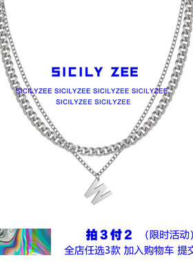 SIZEE叠戴钛钢T恤女潮双层字母