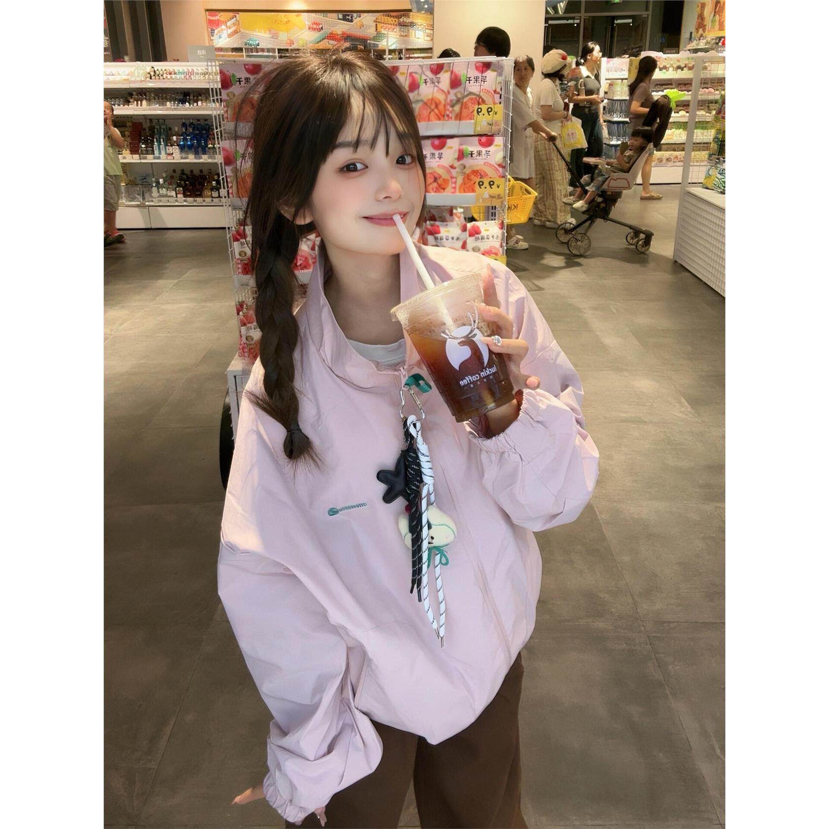 超好看立领冲锋衣外套女春秋2025新款宽松运动风休闲情侣夹克上衣