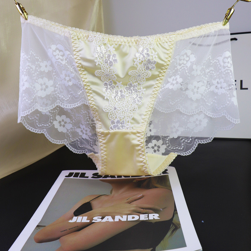 法式宫廷提花蕾丝花边内裤女2024新款夏季薄款性感低腰纯棉三角裤