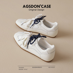 严选奥古狮登德训鞋女2026新款秋冬阿甘运动平底加绒休闲小白板鞋