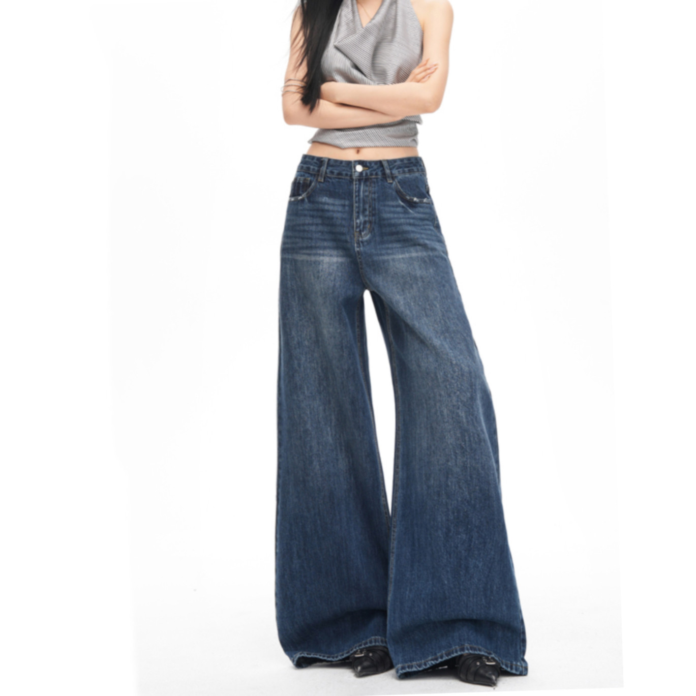 美式复古阔腿牛仔裤女2026年新款宽松显瘦高腰直筒不贴腿微喇叭裤,女装/女士精品,牛仔裤,淘宝优惠券,粉丝福利购,淘宝优惠卷