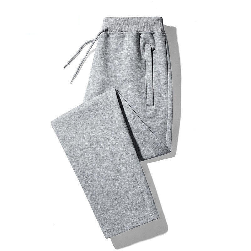 Home Daily~纯棉直筒卫裤男休闲裤浅灰色运动裤宽松加绒全棉长裤