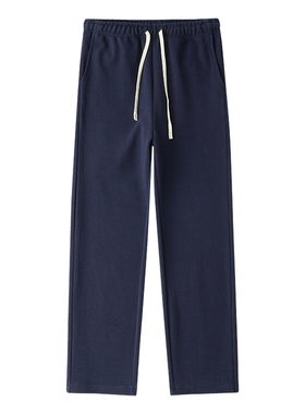 MAROLIO~出口日本！340g质感大珠花面料藏蓝色宽松直筒卫裤男休闲