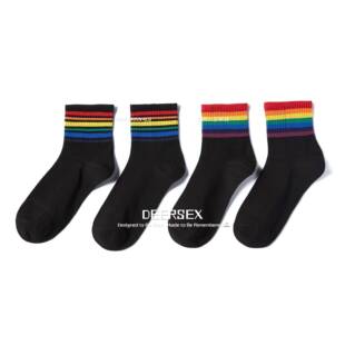 汕头市潮阳区谷饶纳莉芬针织内衣厂潮款条女中筒袜子全棉双针透气