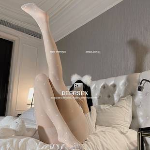 灌云情服饰内衣厂禁欲系丝袜圆波点黑丝透视连裤袜甜美奶白色爱心