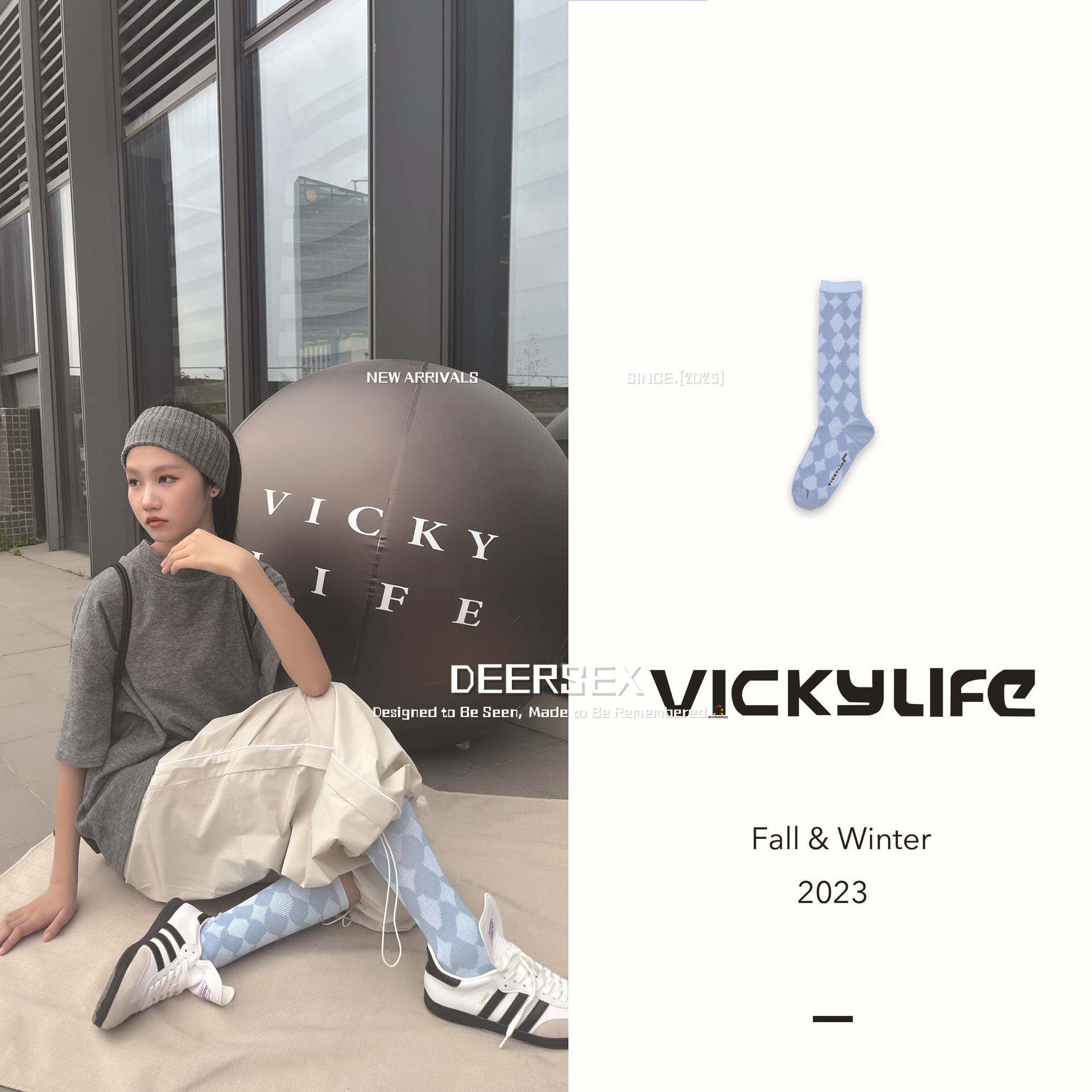 广东中山小榄内裤欧货棋盘格小腿袜女菱形格双针潮袜长筒小红书博