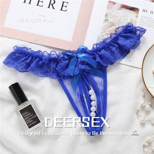 大码奶呼呼吊带趣味蕾丝开裆丁字裤珍珠内裤女免脱裤大码趣味内衣