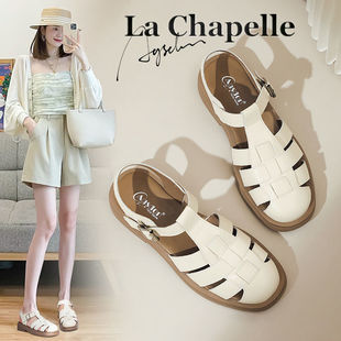 2025新款 女款 夏季 外穿包头镂空猪笼鞋 品牌断码 子休闲罗马单鞋 凉鞋