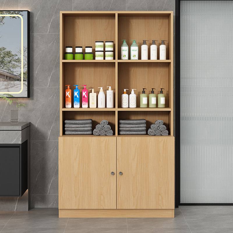 毛巾柜木质美容院理发店发廊美发店产品展示柜洗浴房化妆品展示柜