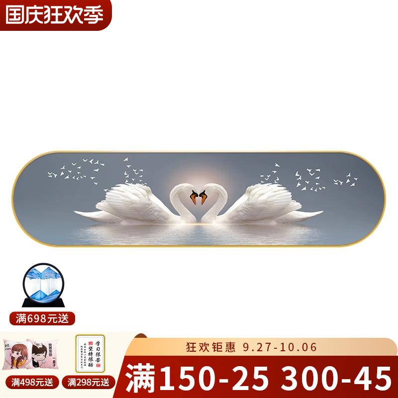 主卧牀头挂画卧室装饰画圆形2023新款背景墙温馨轻奢现代房间壁画图片